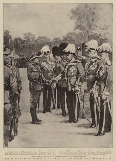 Le prince de Galles remettant des médailles aux troupes coloniales au palais de Buckingham - William Small